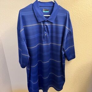PGA Tour Striped Blue Polo Shirt